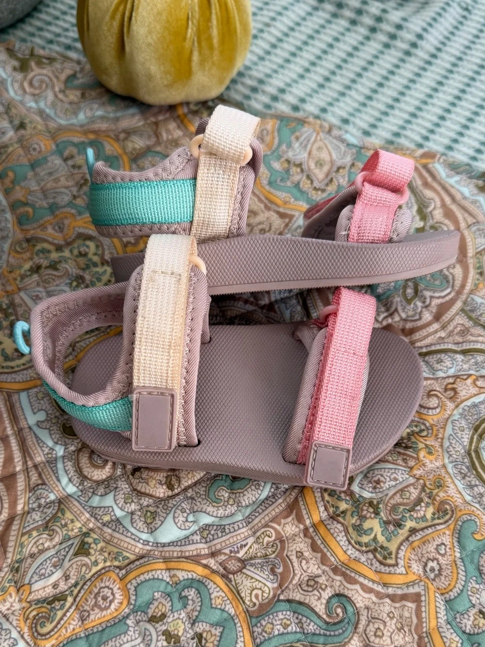 Old Navy Toddler Girls Double-Strap Sandals Size 6 Pink Teal